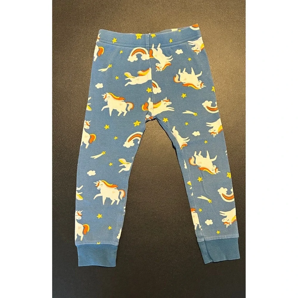 Old Navy Toddler Girls Unicorn Rainbow Pajama Set Blue 2-Piece 3T Cotton 1465